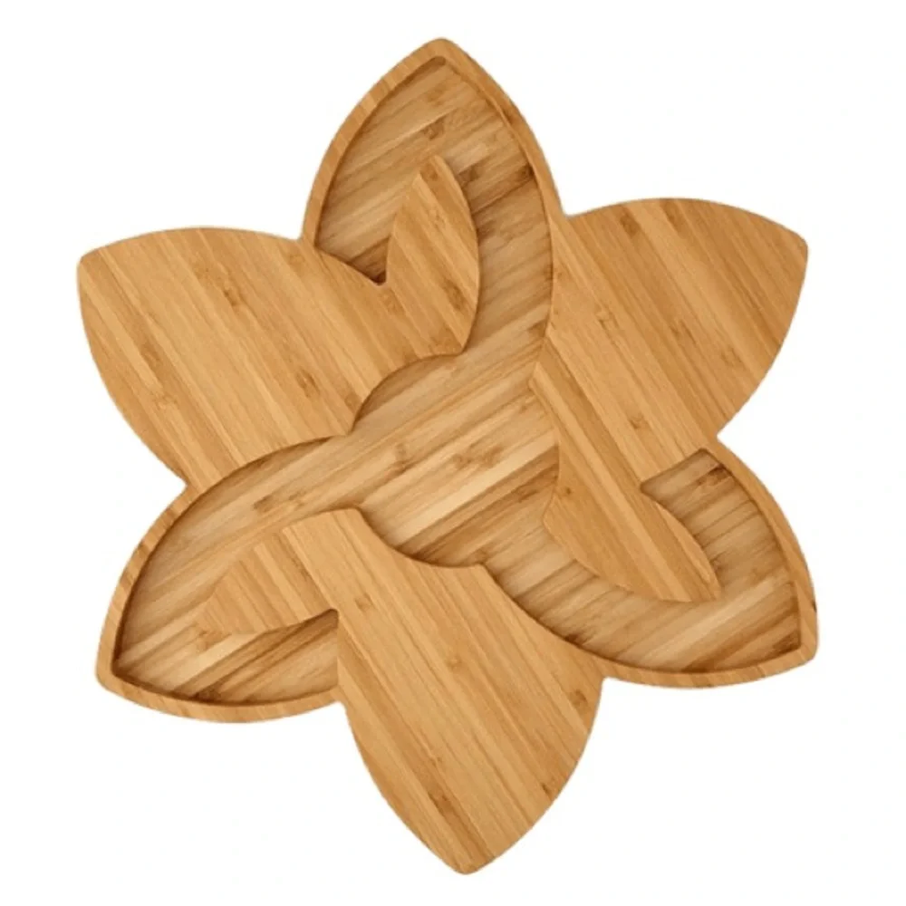 🆕 Allgoods Flower Bamboo Cheese Board Charcuterie Platter Floral Design Tray - Picture 2 of 3